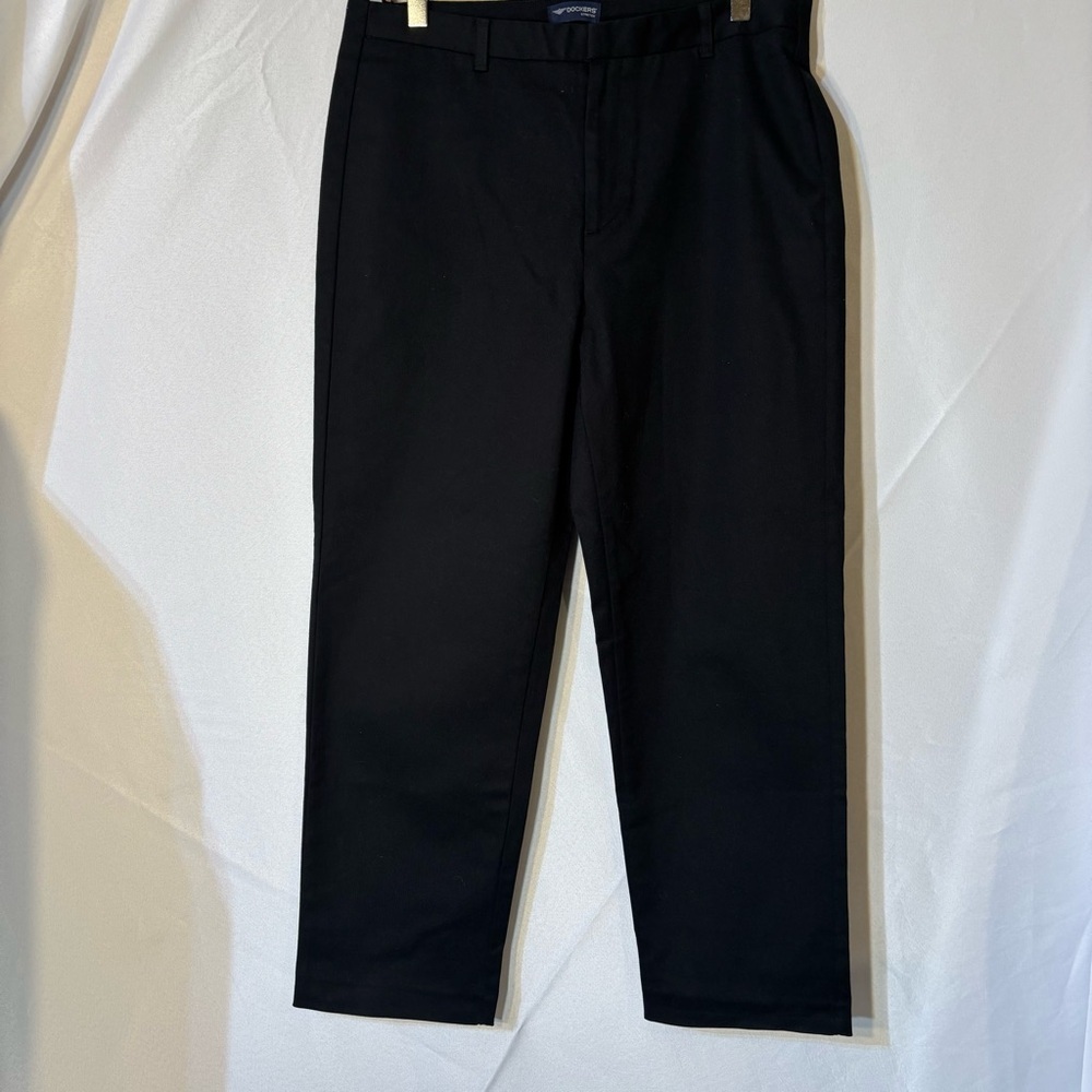 DOCKERS Women’s Flat Front Black Pants Size 12 P SHORT